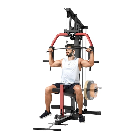 Home Gym, Workout Station with 300LBS Weight Capacity, Multifunctional Home Gym Equipment, Exercise Equipment for Full Body Strength Training Lat Pulldown System Chest Shoulder Trainer
