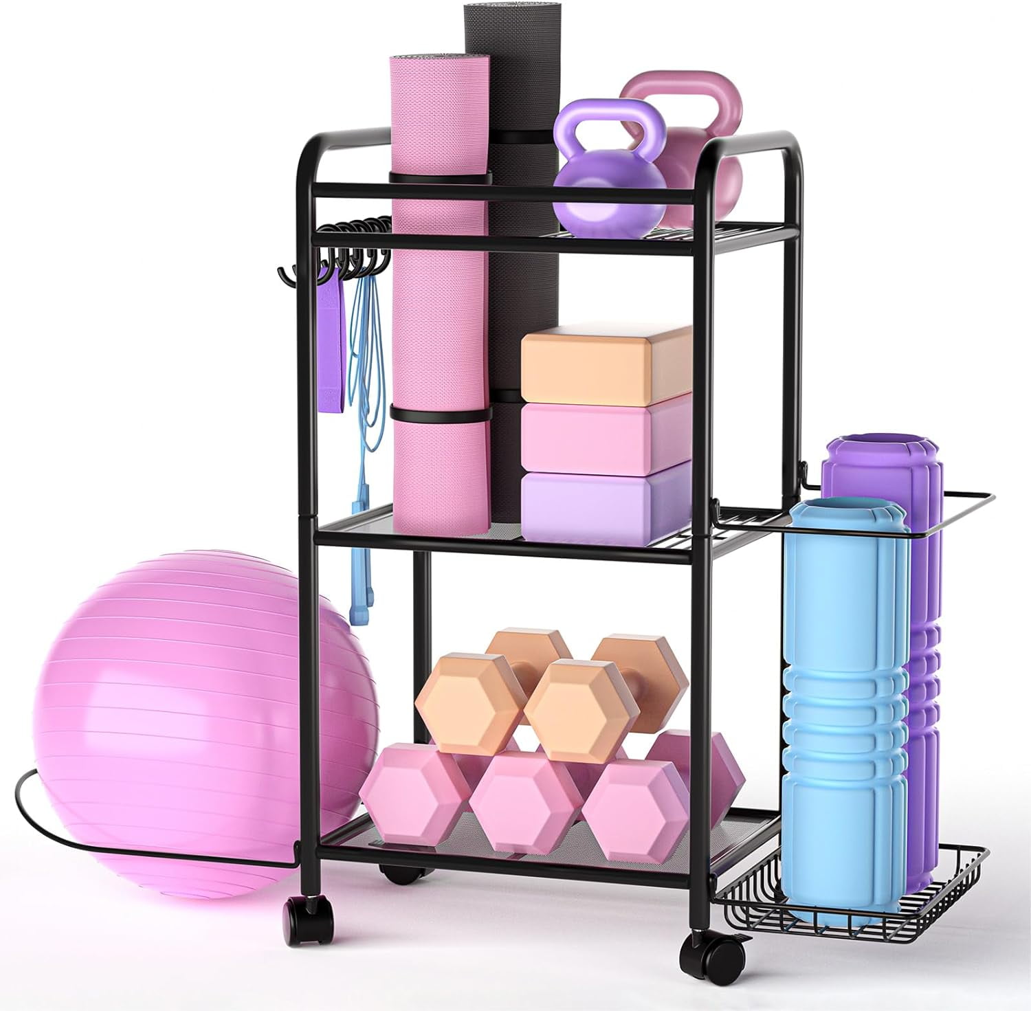 Home Gym storage Rack - Gym Equipment Storage Rack for Yoga Mat Yoga ...