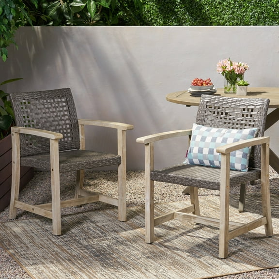 Home® HAMPTON WOOD AND WICKER DINING CHAIR( SET OF 2 ) R