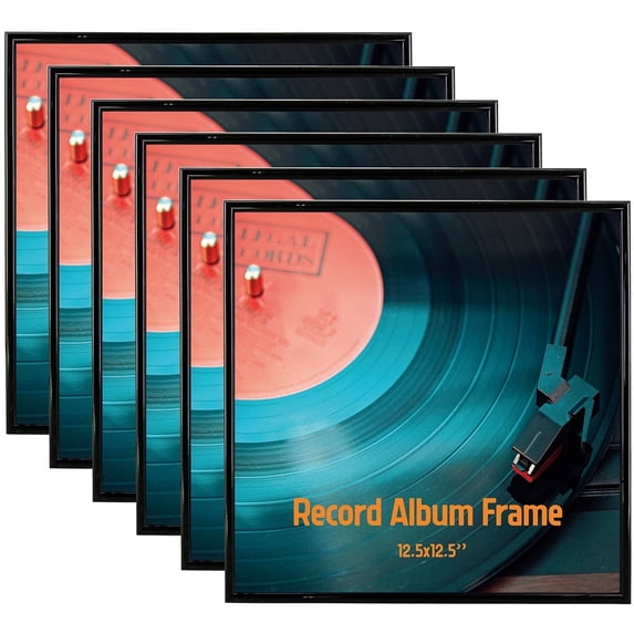 Home&Habitat 12.5x12.5 Black Photo Album Frame, 6 Pack, Record Album Frames,Holds 12.5x12.5 Photos