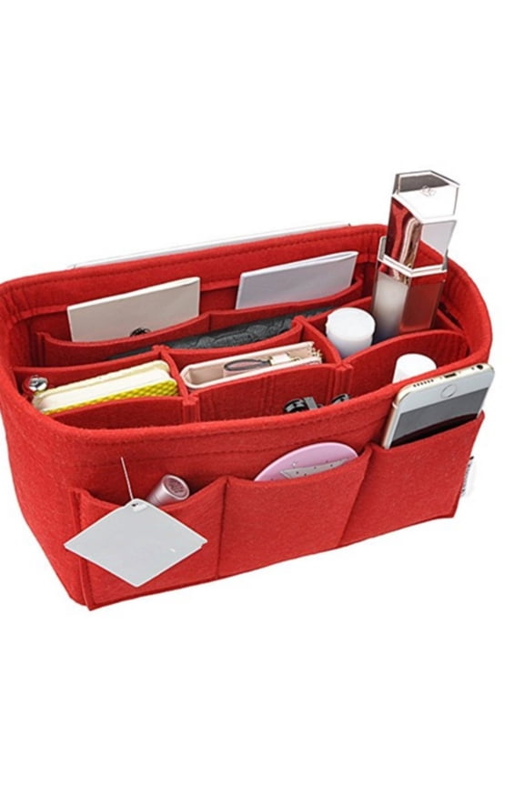 Home Handbag Organizer, Zippered Textile Storage Bag, Multi-Pocket Handbag Organizer, Makeup Organizer, Travel Organizer, Tote Bag, 14 Pockets