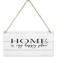 thumbnail image 1 of Home Is My Happy Place Funny Wall Decor Signs Farmhouse Bathroom Decor Wooden Signs Rustic Bathroom Home Decor Walls Vintage Wooden Bathroom Toilet Living Room Decor 6X12 Inch, 1 of 7