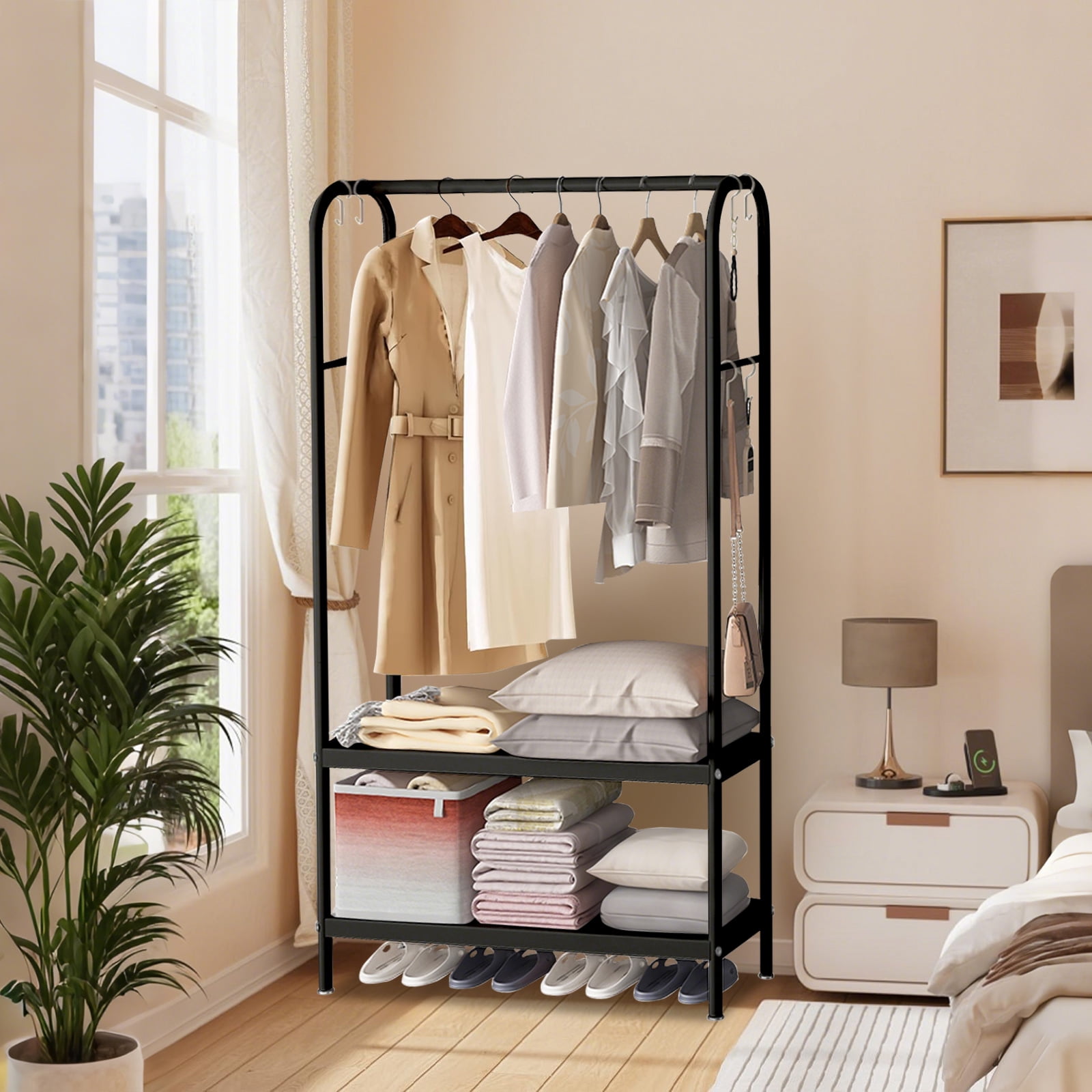 Bed Room Racks Home Heavy Duty Clothes Rack, Metal Garment Racks Clothing Rack With ...