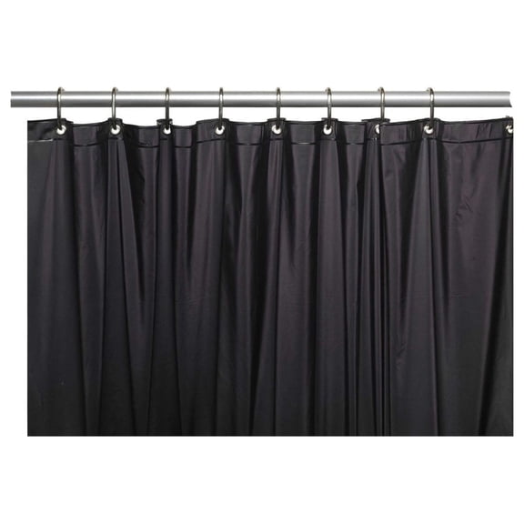 Home Heavy Duty Vinyl Shower Curtain Liner with 12 Metal Grommets Black
