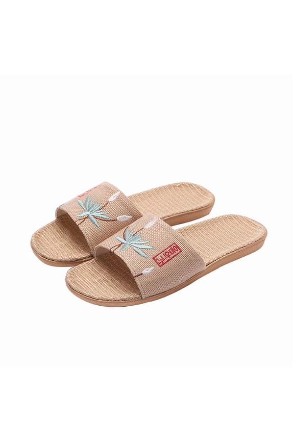 Home Hemp Slippers Summer Couple Breathable Japanese Slippers Men's Open Toe Comfortable
