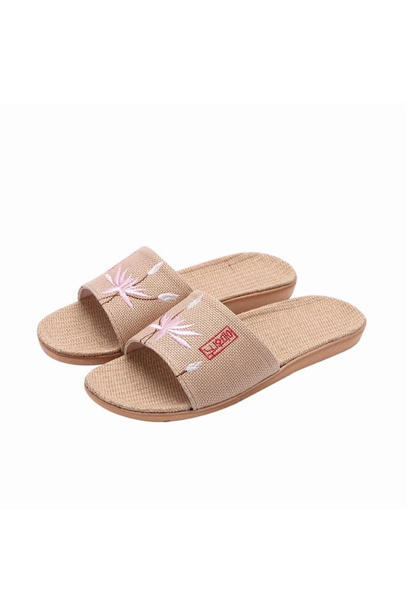 Home Hemp Slippers Summer Couple Breathable Japanese Slippers Men's Open Toe Comfortable