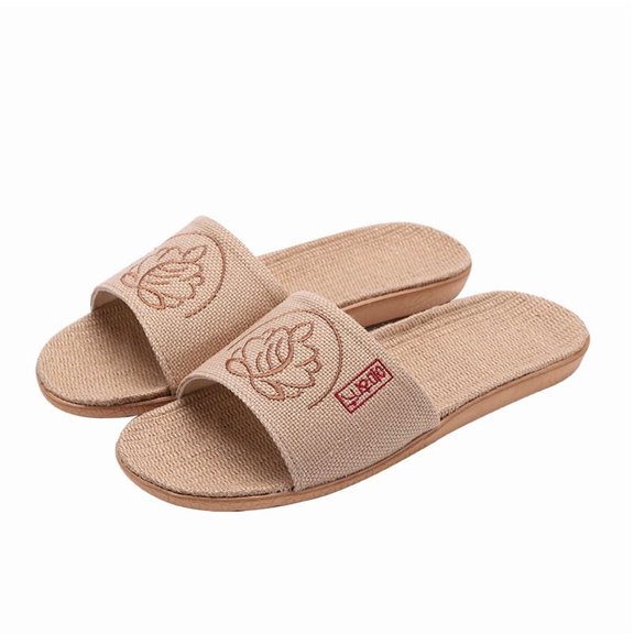 Home Hemp Slippers Summer Couple Breathable Japanese Slippers Men's Open Toe Comfortable