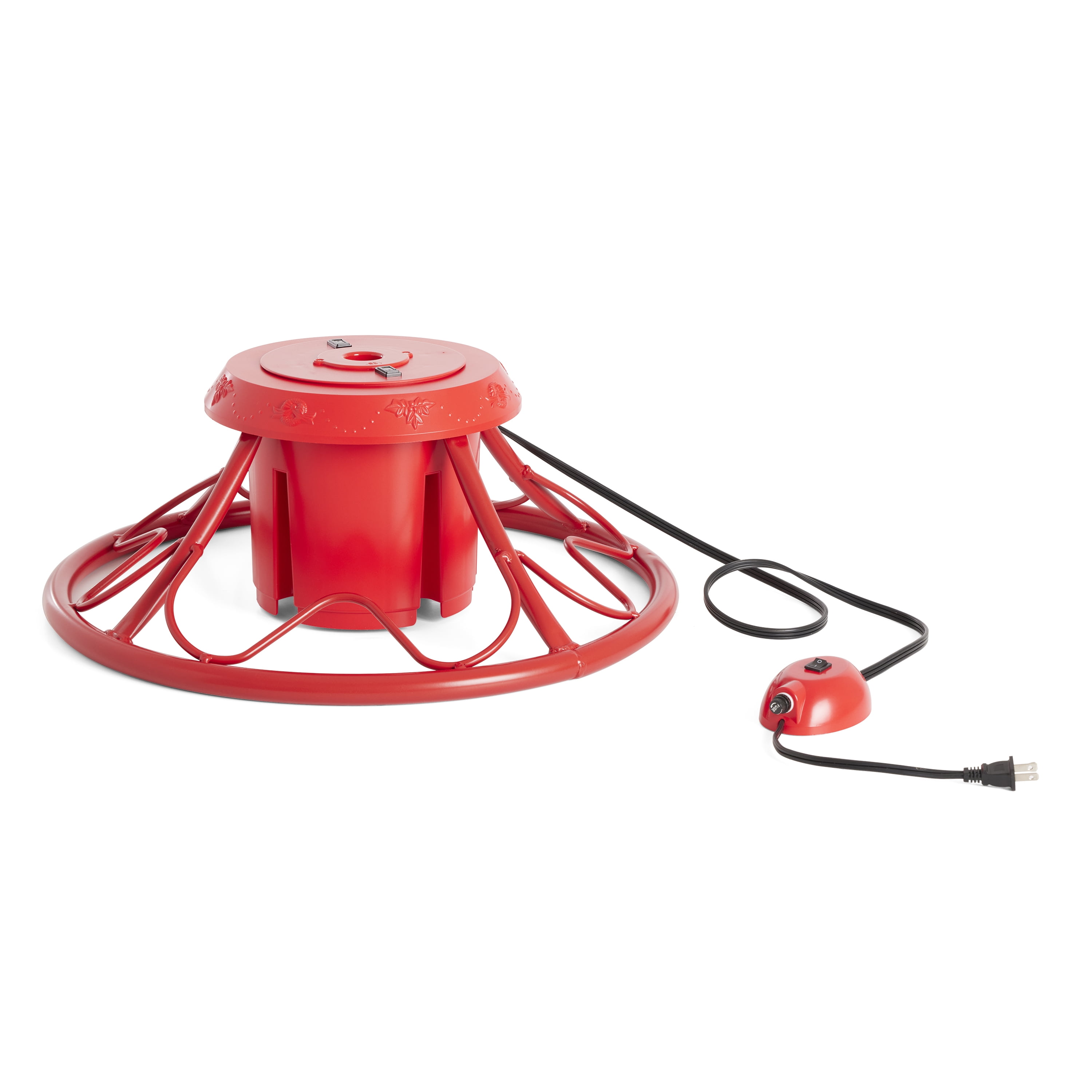 Red Metal Rotating Stand for Artificial Christmas Trees up to 9 Feet