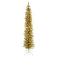 thumbnail image 1 of Home Heritage 7' 150 LED Pre-Lit Artificial Christmas Tinsel Tree, Gold, 1 of 12