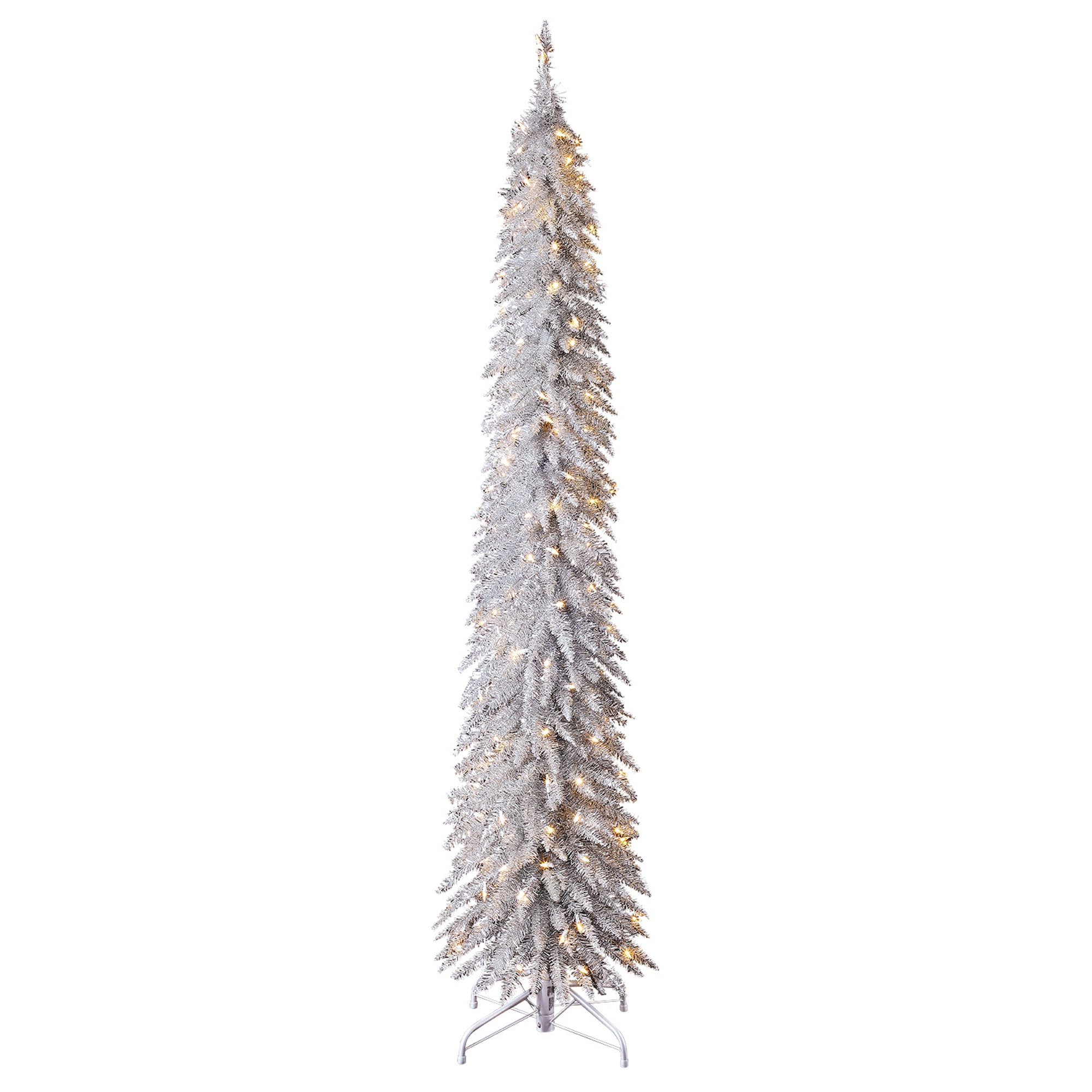 Home Heritage 7 Foot Pencil Artificial Tree with Warm White LED Lights