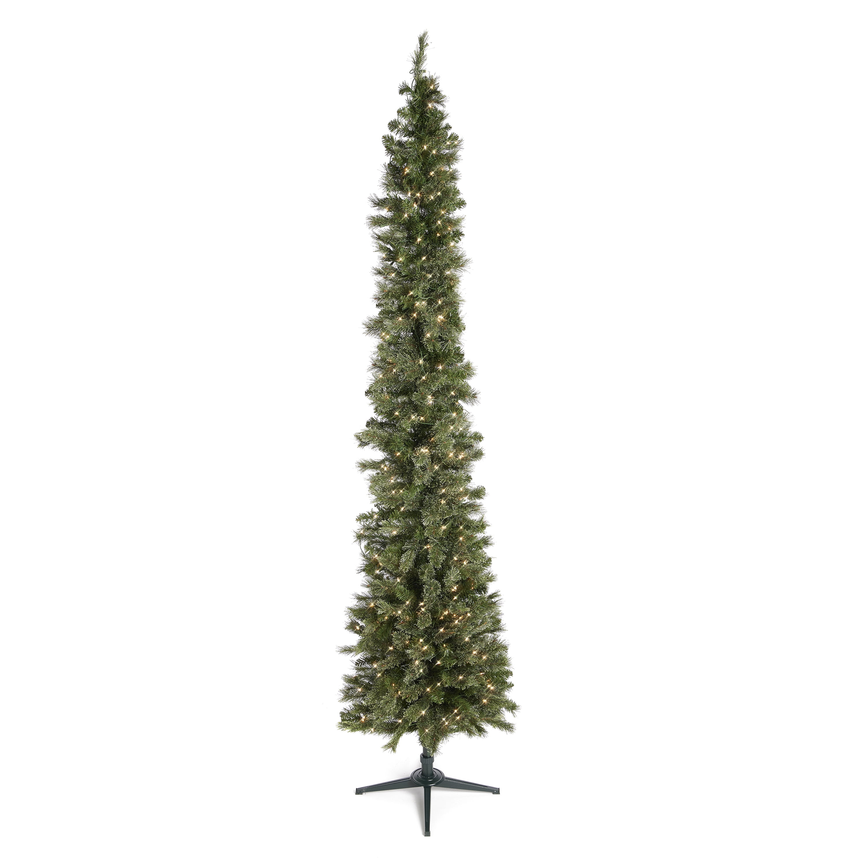 Home Heritage 9 Foot Slim Pine Prelit Artificial Christmas Tree 500 ...