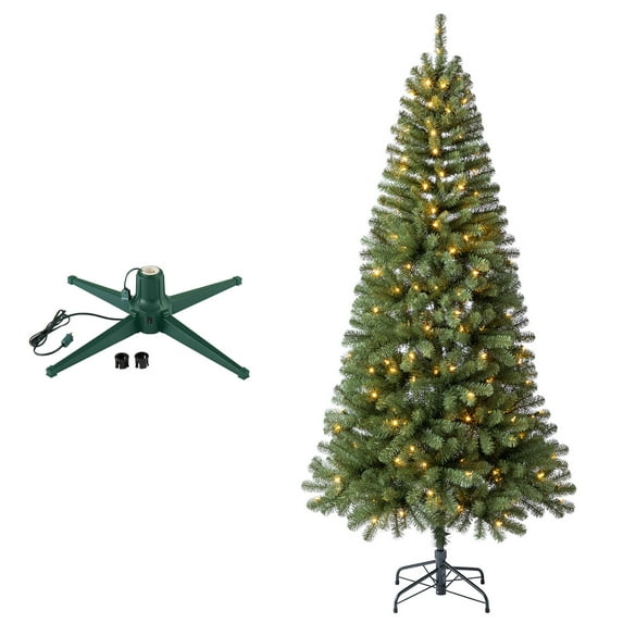 Home Heritage Brighampton Spruce Christmas Tree, 7 Foot with Metal Stand