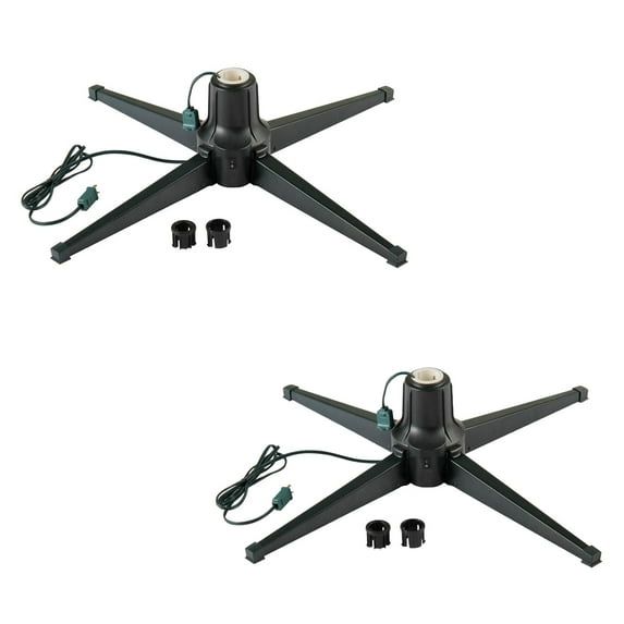 Home Heritage Metal Rotating & Powered Christmas Tree Stand w/ Adaptors (2 Pack)