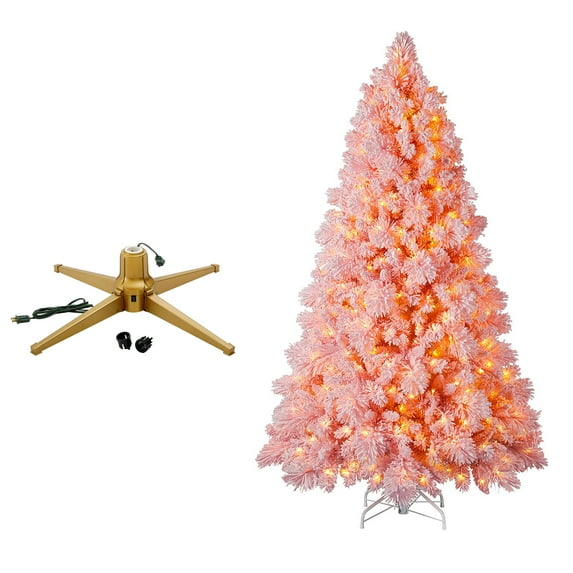 Home Heritage Rotating Tree Stand Base w/Snowdrift 6.5' Pine Christmas Tree