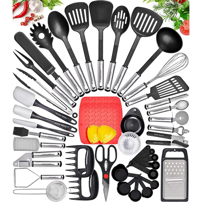 Home Hero 25 Pcs Kitchen Utensils Set - Stainless Steel & Nylon Cooking  Utensils Set with Spatula - First Home Essentials Utensil Sets - Household Essentials  Kitchen Gadgets (25 Pcs Set - Rainbow) - Yahoo Shopping