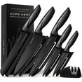 thumbnail image 1 of Home Hero - Kitchen Knives - Chef Knife Set w/ Block - Stainless Steel Kitchen Knives w/ Stand - Black, 5 Pieces, 1 of 7