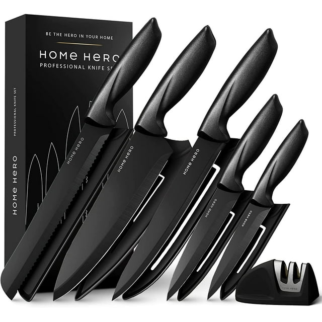 Home Hero 5 Piece Paring Cooking Kitchen Knife Set w/ Block