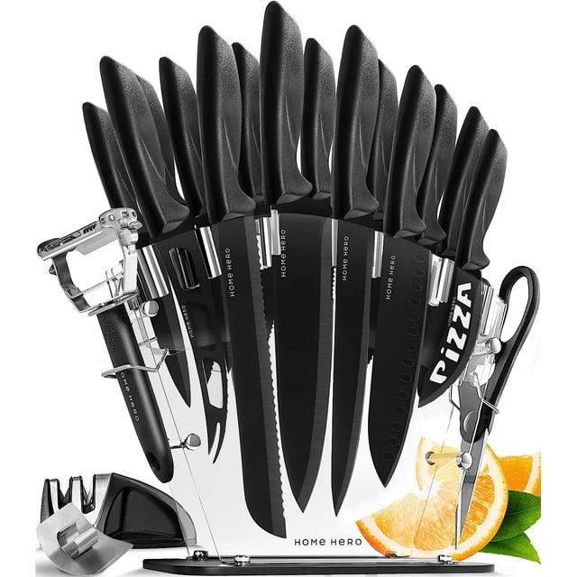 Home Hero Kitchen Knives Chef Knife Set with Block Stainless