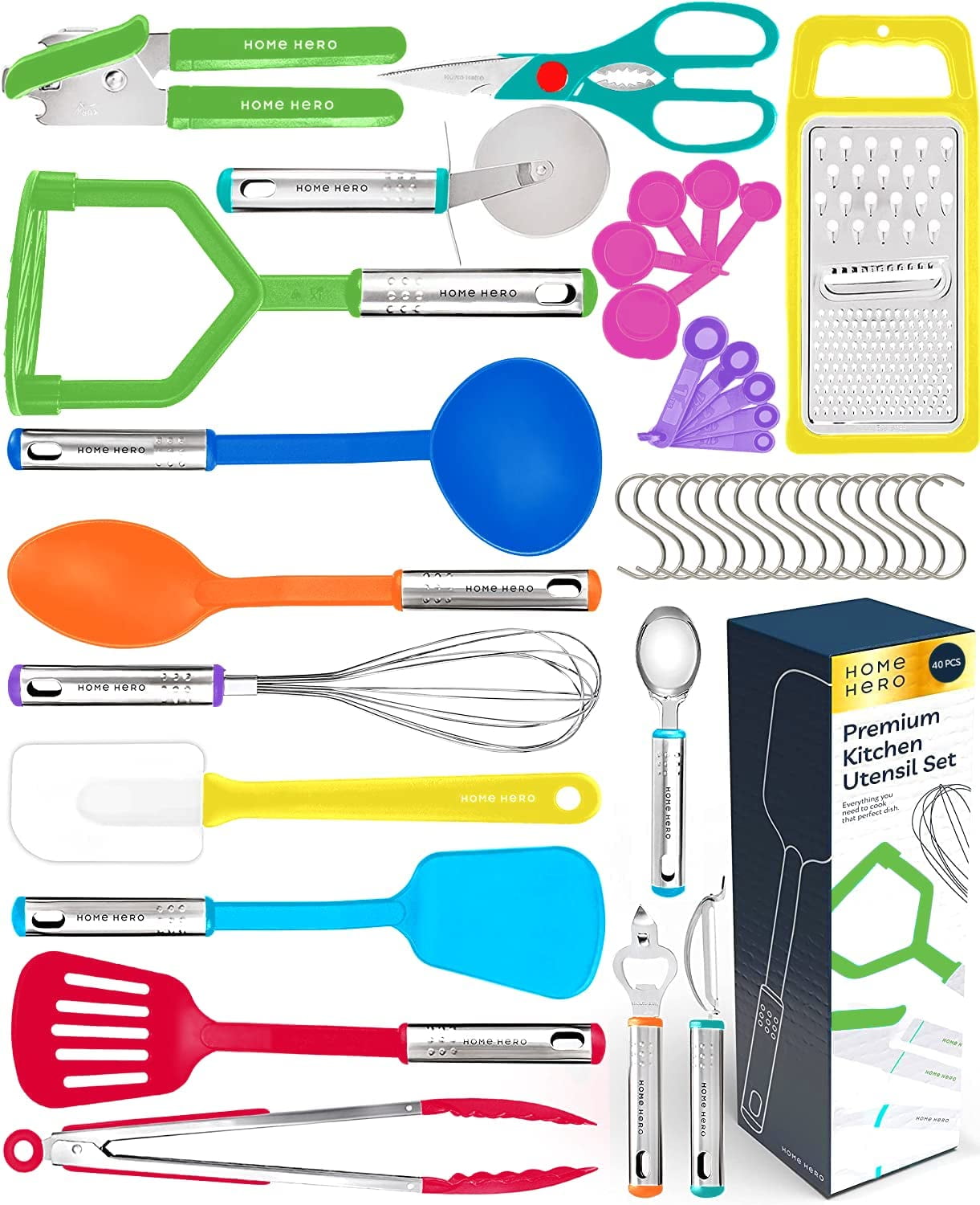 Cooking Utensils Set 25 Piece Nylon and Stainless-Steel Non-Stick