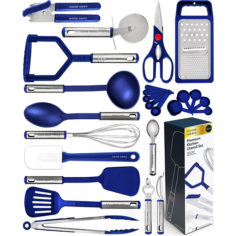 Home Hero - Kitchen Utensils - Cooking Utensil Set - Kitchen Gadgets Set,  25 Pcs, Navy