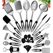 Home Hero - Kitchen Utensils - Stainless Steel Cooking Utensils Set - Nonstick Cookware Set - Dishwasher safe - 25 Pcs, Silver