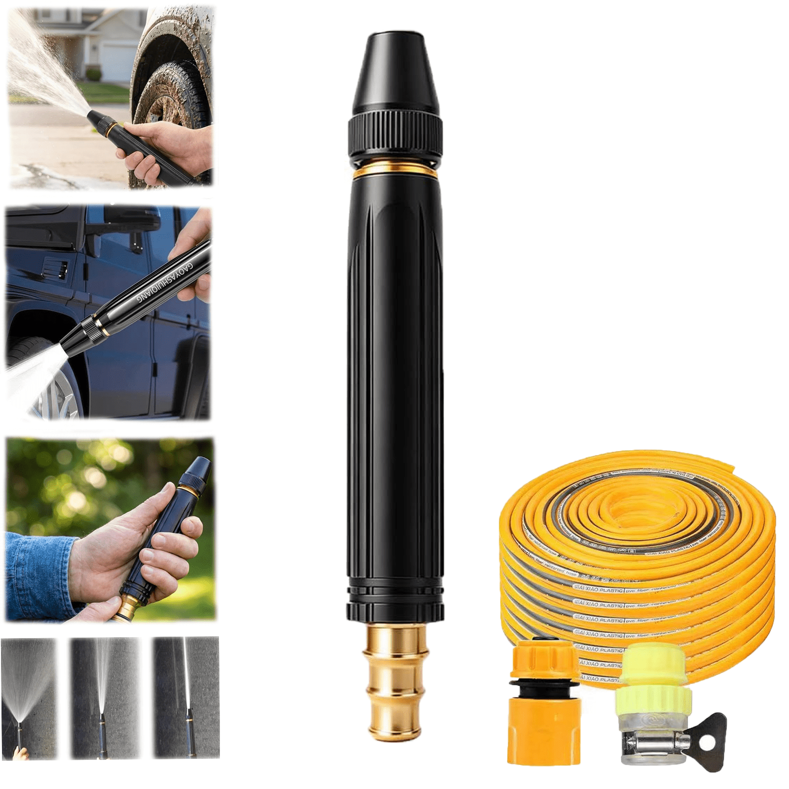Home High-Pressure Car Wash Water Gun with Booster Nozzle, High-pressure car washing water gun pressure-increasing nozzle ,Adjustable Spray Patterns, for Watering Plants and Car Washing