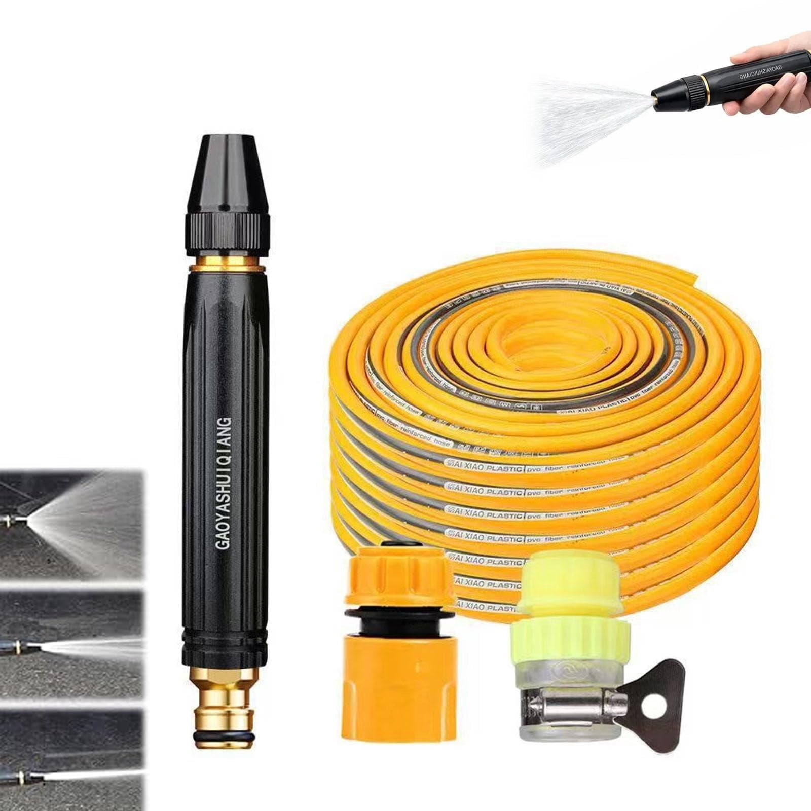 Home High-Pressure Car Wash Water Gun with Booster Nozzle and Hose, A Must-Have for Watering Plants, Powerful High-Pressure Water Gun for Car Cleaning, Plant Watering, Lawn