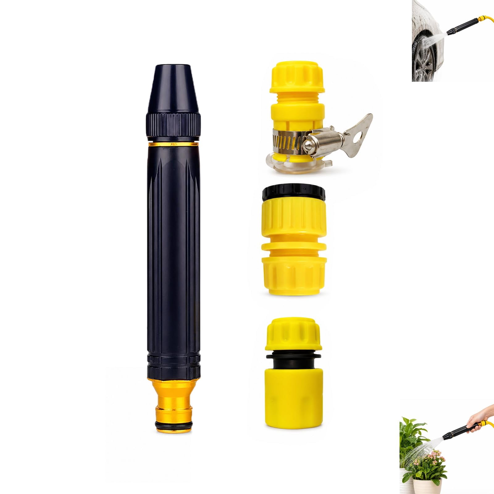 Home High-Pressure Car Wash Water Gun with Booster, Powerful Water Sprayer Kit with Hose and Nozzle, Garden Hose Spray Gun for Car Cleaning, Patio, Lawn and Plant Watering
