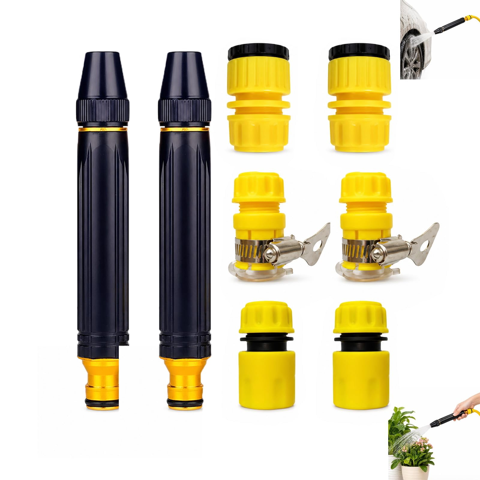 Home High-Pressure Car Wash Water Gun with Booster, Powerful Water Sprayer Kit with Hose and Nozzle, Garden Hose Spray Gun for Car Cleaning, Patio, Lawn and Plant Watering