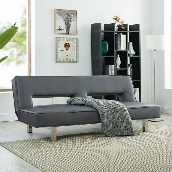 Home Imports Emporium Astrid Futon Sofa Bed Faux Leather Convertible Folding Sofa Grey