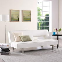 Home Imports Emporium Astrid Futon Sofa Bed Faux Leather Convertible Folding Sofa White