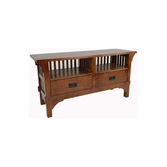 Home Imports Emporium Brown Transitional TV Stand With 2 Shelves