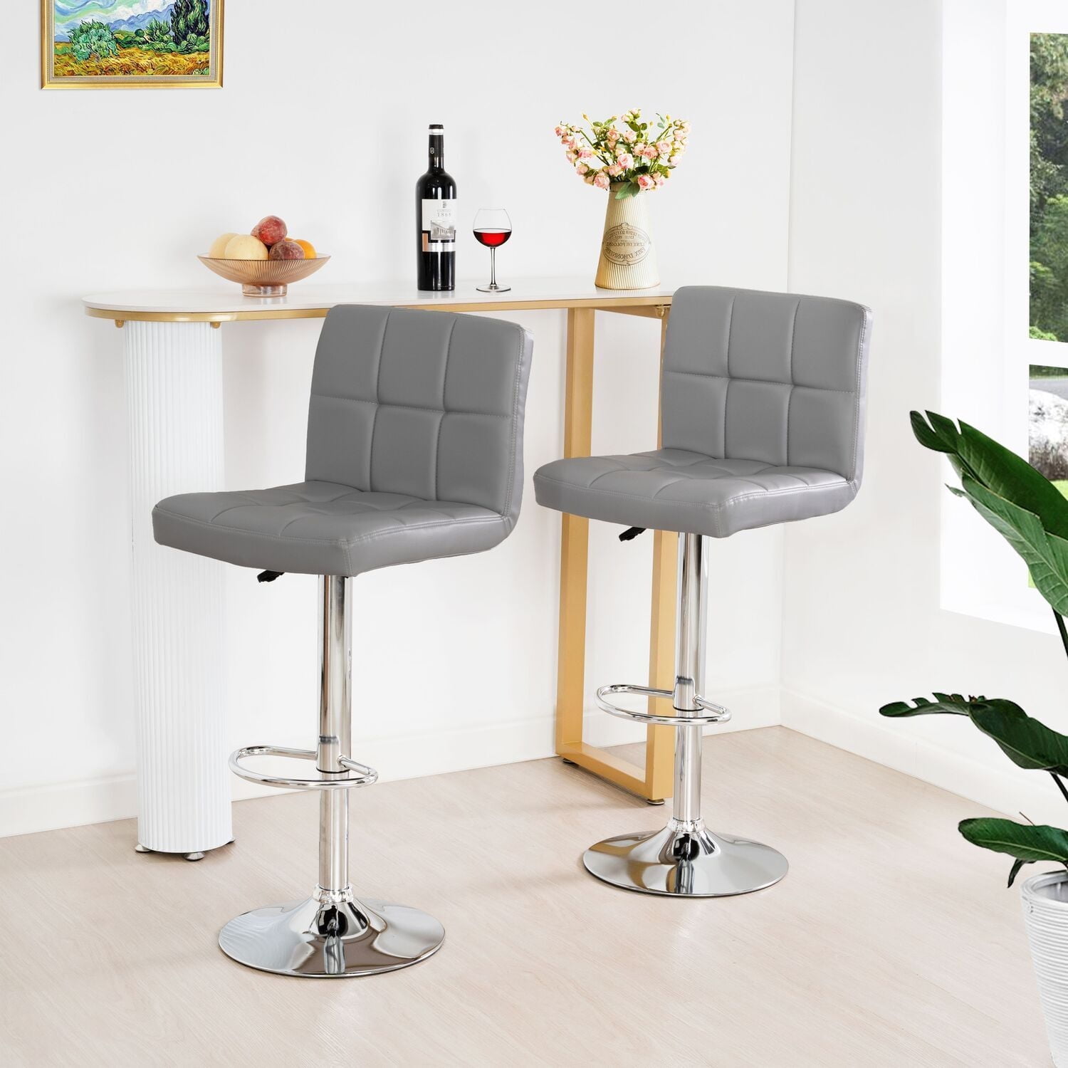 Home Imports Emporium Elle Adjustable Bar Stools Set of 2 Swivel Bar