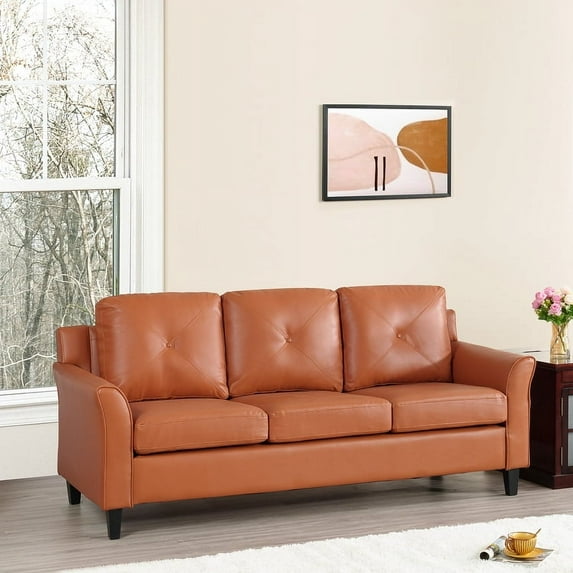 Home Imports Emporium Raelynn Modern Button Tufted Sofa Caramel,Air Leather