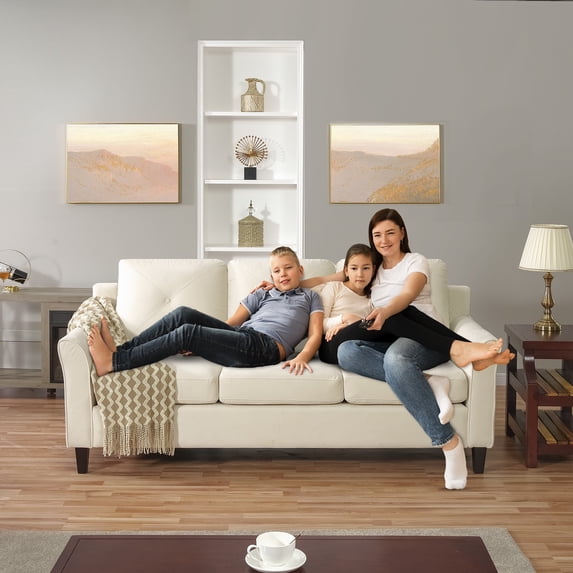 Home Imports Emporium Raelynn Modern Button Tufted Sofa Cream;Microfiber