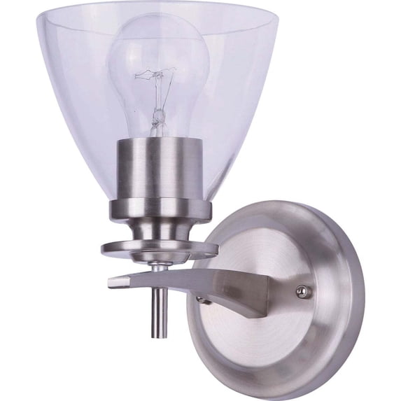 Canarm Vanity Light Fixture Brushed Nickel Modern - Clear Glass Shade - 1 Light