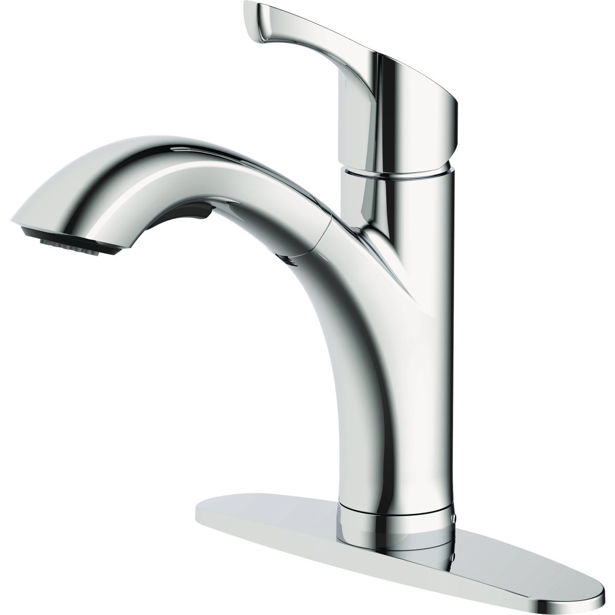 Chrome Single Handle Pull-Out Kitchen Faucet with Metal Lever