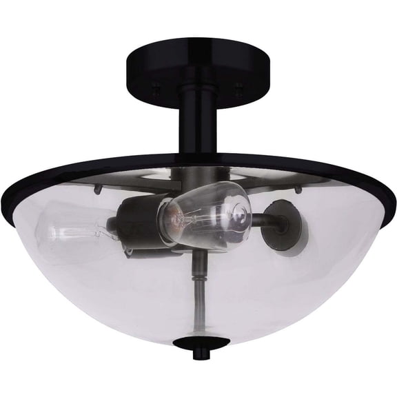 Home Impressions Semi-Flush Mount Ceiling Light Fixture Matte Black - Dimmable LED - 16.5 In