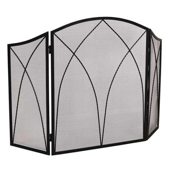 Home Impressions 3-Panel Black Mesh Decorative Fireplace Screen FS2122