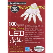 J Hofert Mini LED String Light Set - Warm White, Energy Efficient - 100 Count, White Wire   Indoor & Outdoor Use, NEC-Compliant