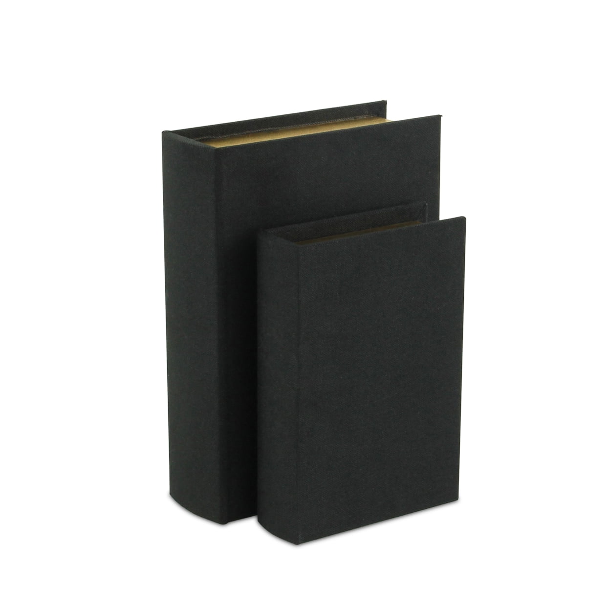 Black Fabric Lidded Book Box Set with Gold Accents