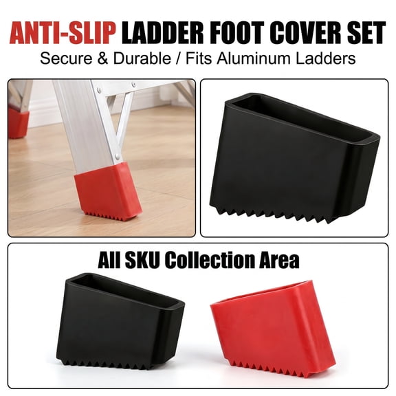 Home Improvement Ladder Supplies, 4 Pack Black Rubber Ladder Covers 20X50Mm Inner Size for Folding Step Ladders, Durable Scuff Resistant Step Ladder Foot Pads, Noise Reducing
