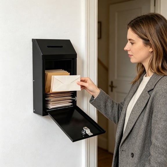 Home Improvement Lockable Metal Mailbox Donation Box Wall Mounted Suggestion Drop Box Heavy Duty Key Lock Post Box for Outdoor Home and Office Use