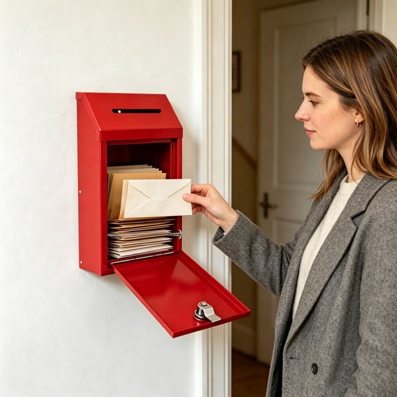 Home Improvement Lockable Metal Mailbox Donation Box Wall Mounted Suggestion Drop Box Heavy Duty Key Lock Post Box for Outdoor Home and Office Use
