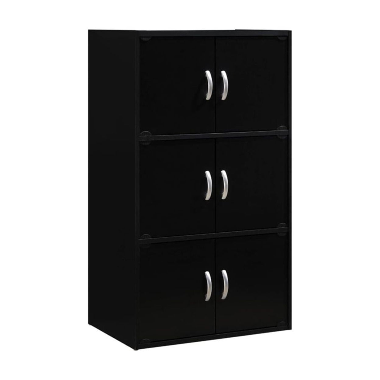 Kids' Playtime Black Wood 6-Door Storage Cabinet with Cubes