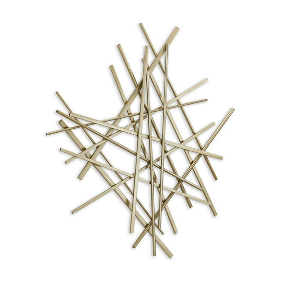 Home Indoor Decorative Abstract, Gold Bar And Panel Wall Decor Piece