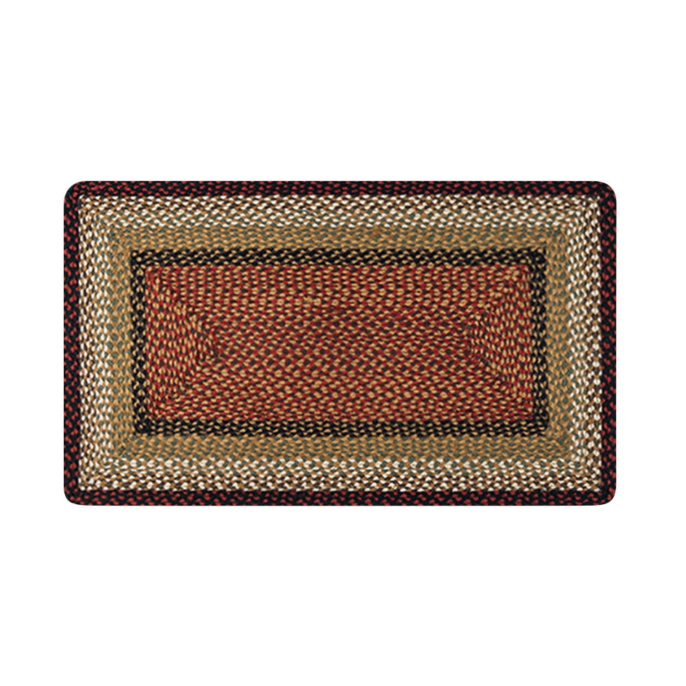 Burgundy and Mustard Braided Jute Oblong Rug 27" x 45"