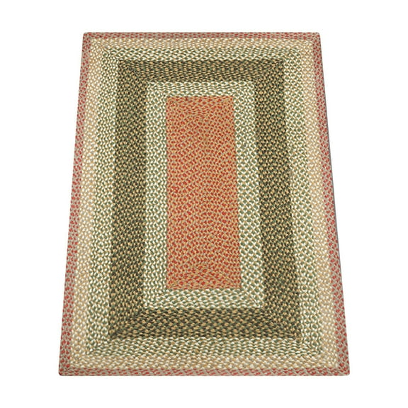 Home Indoor Decorative Jute C-024 Olive, Burgundy, Gray Braided Rug , Rectangle 3' x 5'