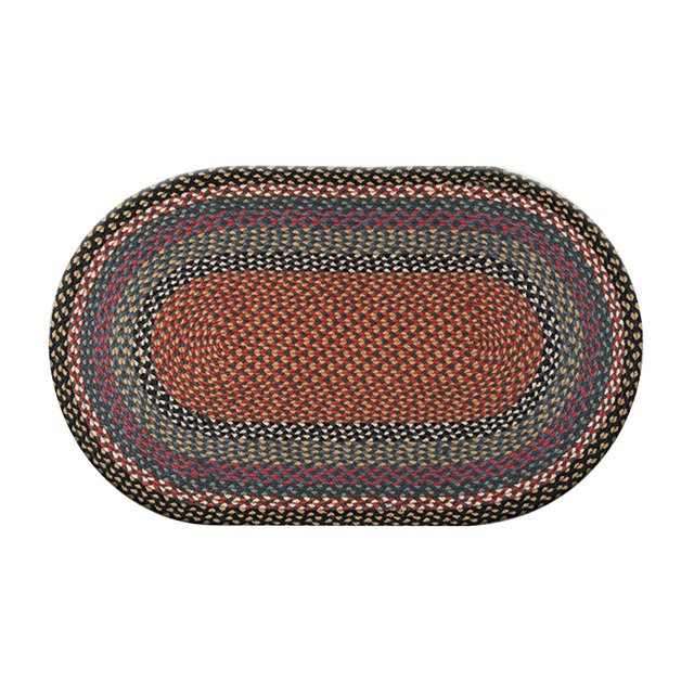 Home Indoor Decorative Jute C043 Burgundy, Blue, Gray Braided Rug