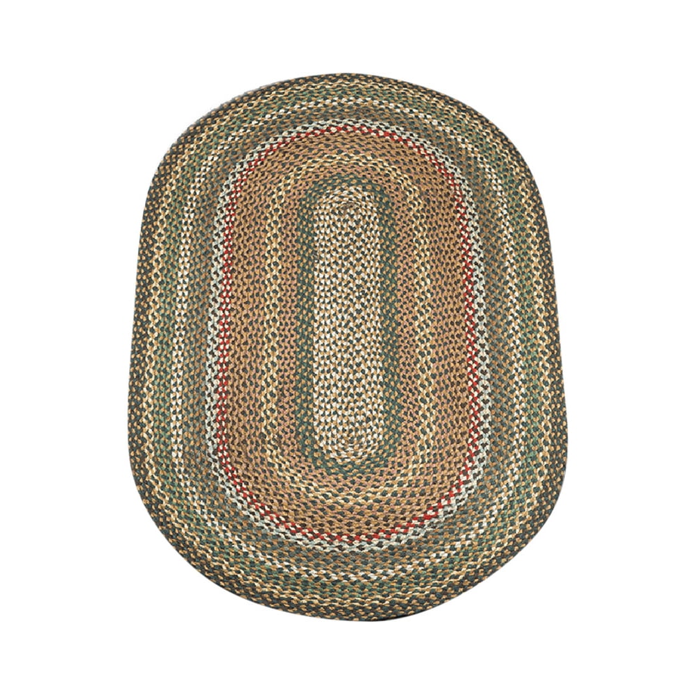 Home Indoor Decorative Jute C-051 Fir, Ivory Braided Rug, Oval 3' x 5'
